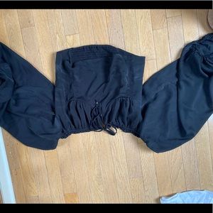 Puffy silk long sleeve black